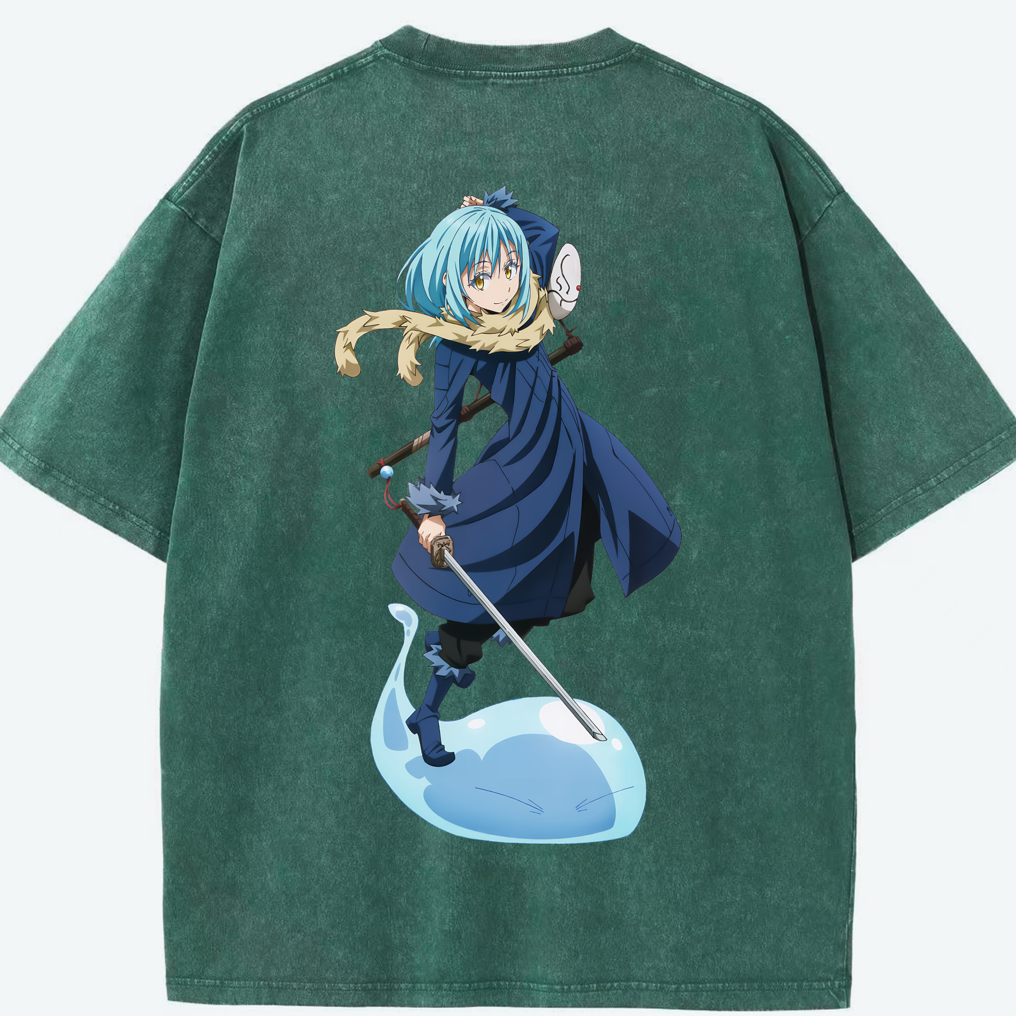 （画像用） 転スラ Regarding Reincarnated to Slime 綿100% ヴィンテージ風 半袖Tシャツ（背面プリント）